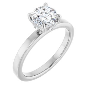 Hadar Claw-Prong Hidden Halo-Style Engagement Ring in 18K White Gold, shown with an assumed 2 carat center diamond