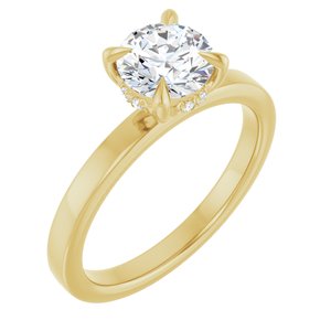 Hadar Claw-Prong Hidden Halo-Style Engagement Ring in 18K Yellow Gold, shown with an assumed 2 carat center diamond