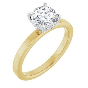 Hadar Claw-Prong Hidden Halo-Style Engagement Ring in 14K Yellow/White Gold, shown with an assumed 2 carat center diamond