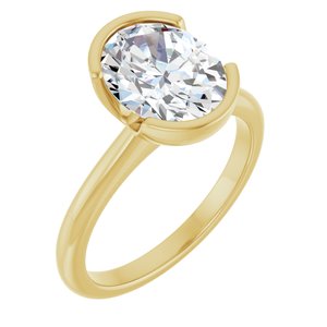 Hadar Half-Bezel Engagement Ring in 18K Yellow Gold, shown with an assumed 2 carat center diamond