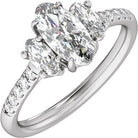 Hadar Claw-Prong Three-Stone Engagement Ring or Band in 18K White Gold, shown with an assumed 2 carat center diamond