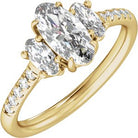 Hadar Claw-Prong Three-Stone Engagement Ring or Band in 18K Yellow Gold, shown with an assumed 2 carat center diamond
