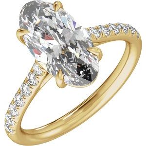 Hadar Claw-Prong Accented Engagement Ring in 18K Yellow Gold, shown with an assumed 2 carat center diamond