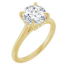 Round Claw-Prong Hidden Halo Engagement Ring in 14K Yellow Gold