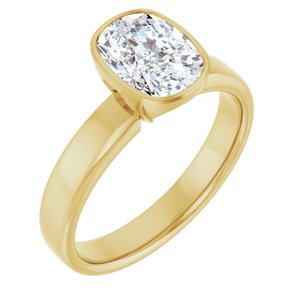 Elongated Cushion Bezel-Set Solitaire Engagement Ring in 14K Yellow Gold