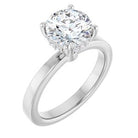 Round Hidden Halo Engagement Ring in 14K White Gold