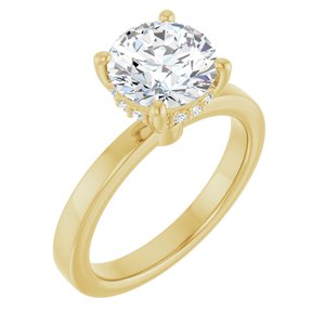 Round Hidden Halo Engagement Ring in 14K Yellow Gold