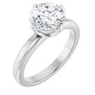 Round Claw-Prong Solitaire Engagement Ring in 14K White Gold
