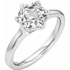 Hexagon Accented Engagement Ring in 14K White Gold