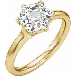 Hexagon Accented Engagement Ring in 14K Yellow Gold