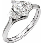 Elongated Hexagon Three-Stone Engagement Ring in 14K White Gold