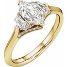Elongated Hexagon Three-Stone Engagement Ring in 14K Yellow Gold