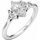 Elongated Hexagon Three-Stone Engagement Ring in 14K White Gold