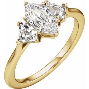 Elongated Hexagon Three-Stone Engagement Ring in 14K Yellow Gold