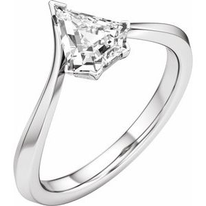 Shield Hidden Halo Engagement Ring in 14K White Gold