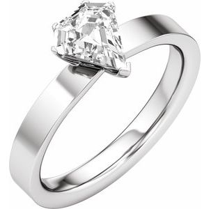 Shield Solitaire Engagement Ring in 14K White Gold