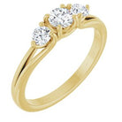 Hadar Three-Stone Engagement Ring in 18K Yellow Gold, shown with an assumed 2 carat center diamond