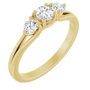 Hadar Three-Stone Engagement Ring in 18K Yellow Gold, shown with an assumed 2 carat center diamond