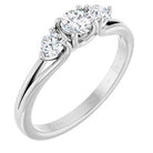 Hadar Three-Stone Engagement Ring in 18K White Gold, shown with an assumed 2 carat center diamond