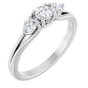 Hadar Three-Stone Engagement Ring in 18K White Gold, shown with an assumed 2 carat center diamond