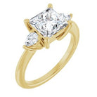 Hadar Three-Stone Engagement Ring in 18K Yellow Gold, shown with an assumed 2 carat center diamond