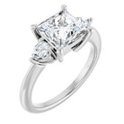 Hadar Three-Stone Engagement Ring in 18K White Gold, shown with an assumed 2 carat center diamond