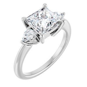 Hadar Three-Stone Engagement Ring in 18K White Gold, shown with an assumed 2 carat center diamond