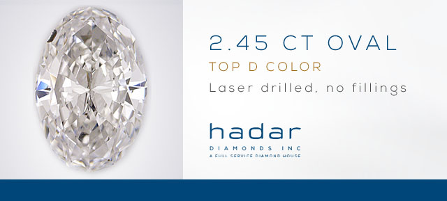 2.45 ct Oval cut Laser Drilled Diamond - No fillings