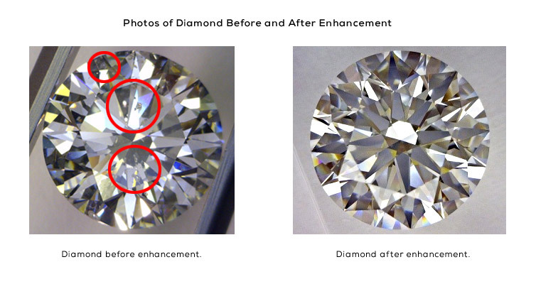 Photos of a Diamond Before & After Enhancement