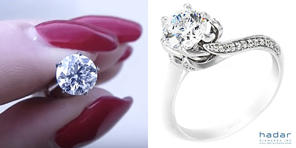 Round Brilliant Diamond Asymmetrical Solitaire Engagement Ring