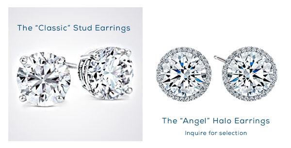Valentines Day Diamond Sale:  Diamond Earring Studs and Halo Earrings
