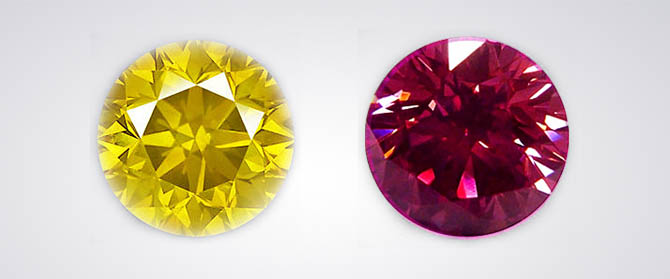 Yellow and Purplish Pink Diamond